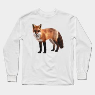 Dramabite Watercolor red fox wildlife painting illustration Long Sleeve T-Shirt